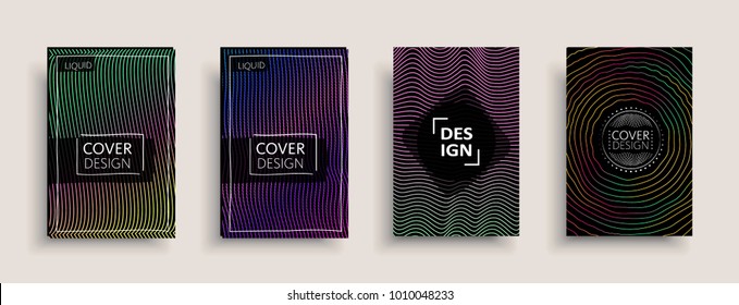 Cover templates set with abstract fluid colors. Modern business design layout. Set of colorful vector covers for branding, book, poster, banner, catalog, report, document or any page. Blank text space