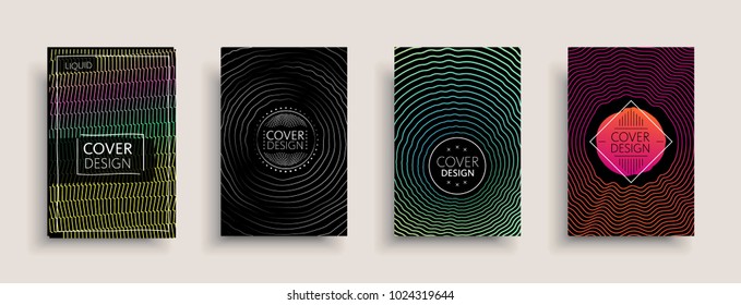 Cover templates set with abstract fluid colors. Modern business design layout. Set of colorful vector covers for branding, book, poster, banner, catalog, report, document or any page. Blank text space