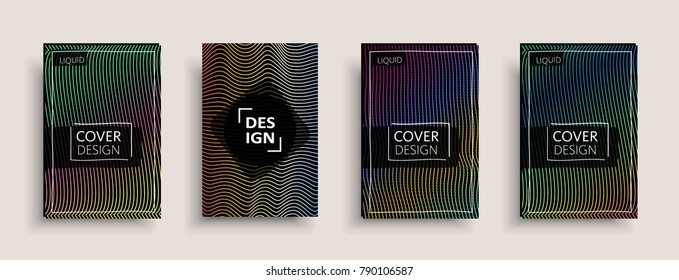 Cover templates set with abstract fluid colors. Modern business design layout. Set of colorful vector covers for branding, book, poster, banner, catalog, report, document or any page. Blank text space