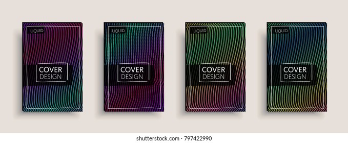 Cover templates set with abstract fluid colors. Modern business design layout. Set of colorful vector covers for branding, book, poster, banner, catalog, report, document or any page. Blank text space