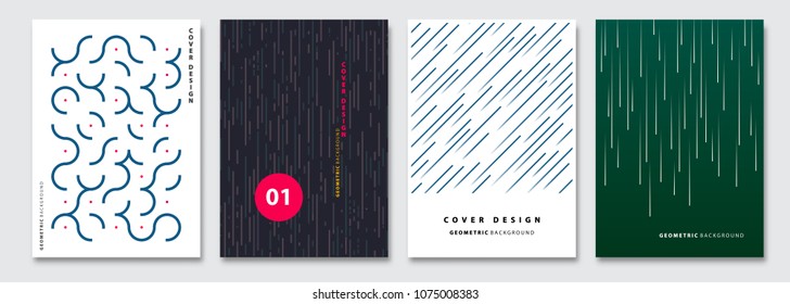 Cover templates set, vector geometric abstract background. Flyer, presentation, brochure, banner, poster design.