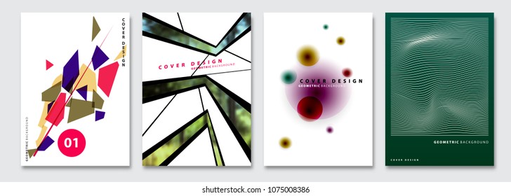 Cover templates set, vector geometric abstract background. Flyer, presentation, brochure, banner, poster design.