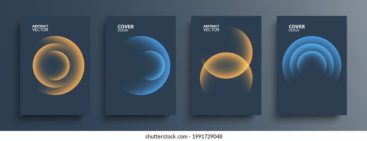 Cover templates set and vibrant gradient round shapes  Futuristic abstract backgrounds and planet sphere for your graphic design  Vector illustration 