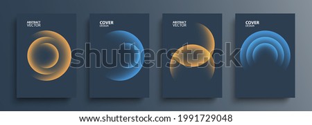 Cover templates set with vibrant gradient round shapes. Futuristic abstract backgrounds with planet sphere for your graphic design. Vector illustration.