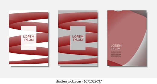 Cover Templates Set with Wavy Stripes and Text. Bright Abstract Backgrounds in Modern Style. Trendy Templates with Distorted Lines for Brochure, Presentation, Poster, Book, Magazine, Catalog, Banner.