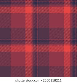 Cobrir fundo de verificação têxtil, madras padrão de textura xadrez. Tartan sem emenda de tecido vetorial em escala alta na paleta de cores vermelho e rosa.