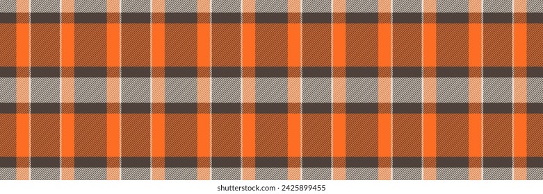 Fondo de cuadros de textura de la cubierta, 50s comprobar textil sin costuras. Vector de tela de tartán con patrón de contorno en color pastel y naranja.