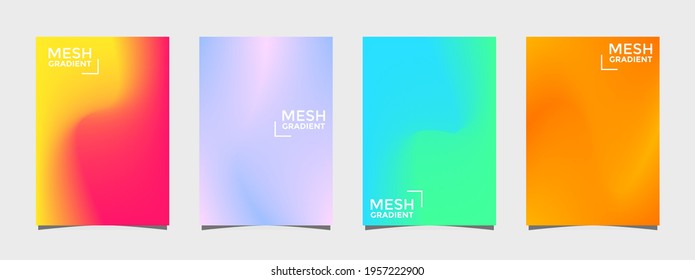 Cover vector of 4 shapes abstract pattern background with mesh gradient texture for minimal dynamic cover, flyer, design. Placard poster template. Editable Vector. 