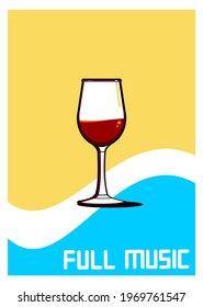 cover vector design with red glass image and colorful wave background