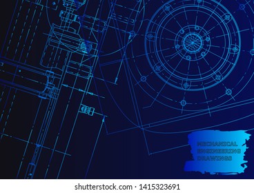 Cover. Vector engineering drawing. Mechanical instrument making
