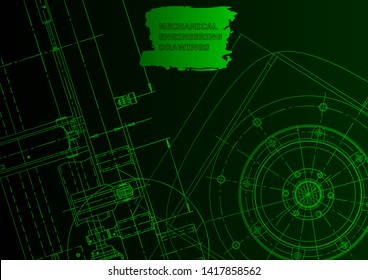 Cover. Vector engineering drawing. Mechanical instrument making