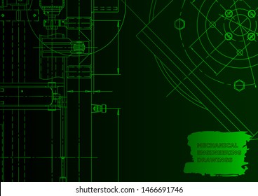 Cover. Vector engineering drawing. Mechanical instrument making