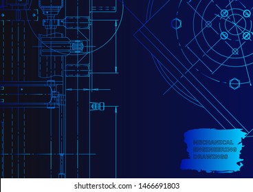 Cover. Vector engineering drawing. Mechanical instrument making