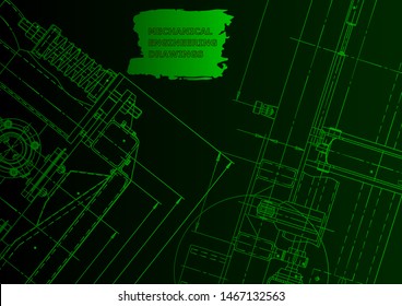 Cover. Vector engineering drawing. Mechanical instrument making
