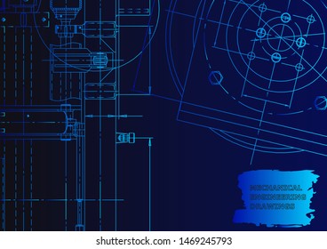 Cover. Vector engineering drawing. Mechanical instrument making