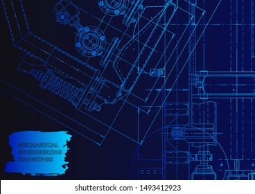 Cover. Vector engineering drawing. Mechanical instrument making