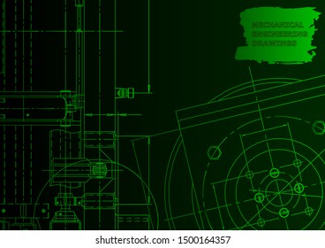 Cover. Vector engineering drawing. Mechanical instrument making