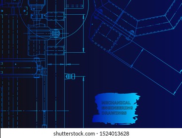 Cover. Vector engineering drawing. Mechanical instrument making