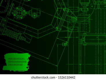 Cover. Vector engineering drawing. Mechanical instrument making