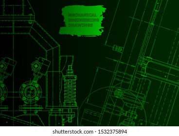 Cover. Vector engineering drawing. Mechanical instrument making