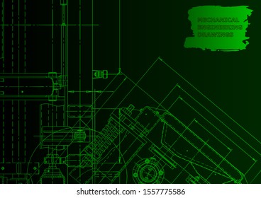 Cover. Vector engineering drawing. Mechanical instrument making