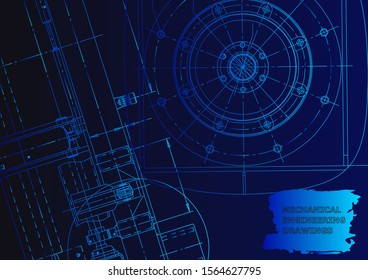 Cover. Vector engineering drawing. Mechanical instrument making