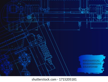 Cover. Vector engineering drawing. Mechanical instrument making