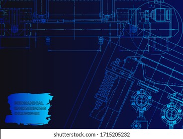 Cover. Vector engineering drawing. Mechanical instrument making