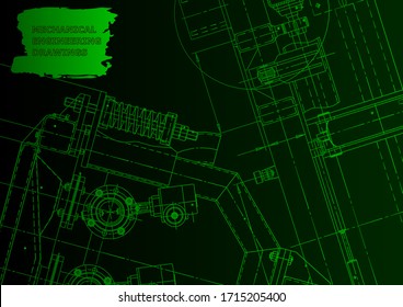 Cover. Vector engineering drawing. Mechanical instrument making
