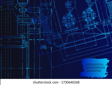 Cover. Vector engineering drawing. Mechanical instrument making