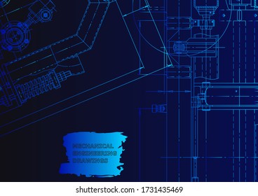 Cover. Vector engineering drawing. Mechanical instrument making