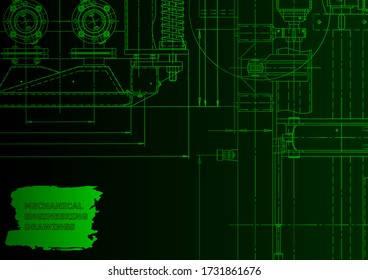Cover. Vector engineering drawing. Mechanical instrument making