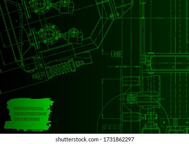 Cover. Vector engineering drawing. Mechanical instrument making