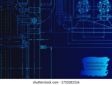 Cover. Vector engineering drawing. Mechanical instrument making