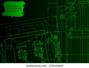 Cover. Vector engineering drawing. Mechanical instrument making