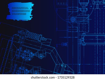 Cover. Vector engineering drawing. Mechanical instrument making