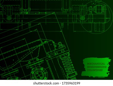 Cover. Vector engineering drawing. Mechanical instrument making