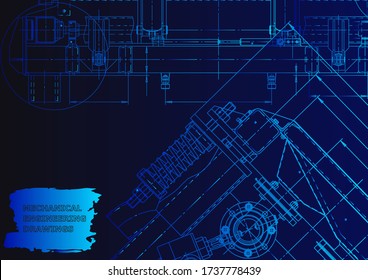 Cover. Vector engineering drawing. Mechanical instrument making