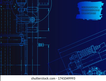 Cover. Vector engineering drawing. Mechanical instrument making