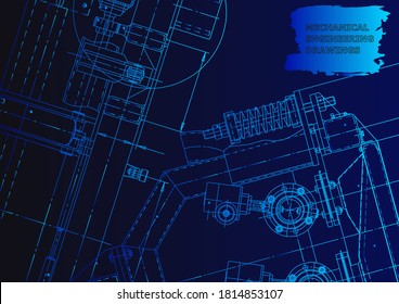 Cover. Vector engineering drawing. Mechanical instrument making