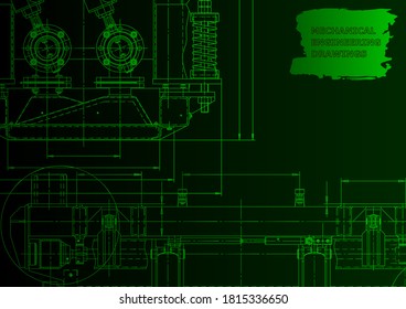 Cover. Vector engineering drawing. Mechanical instrument making