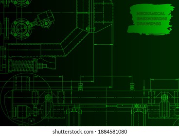 Cover. Vector engineering drawing. Mechanical instrument making