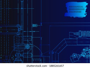 Cover. Vector engineering drawing. Mechanical instrument making