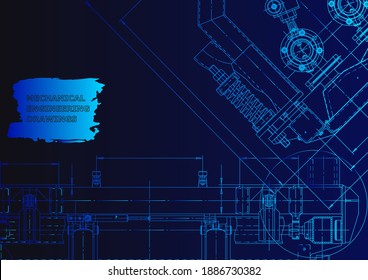 Cover. Vector engineering drawing. Mechanical instrument making