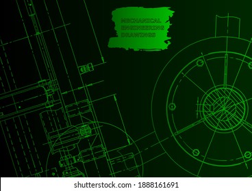 Cover. Vector engineering drawing. Mechanical instrument making