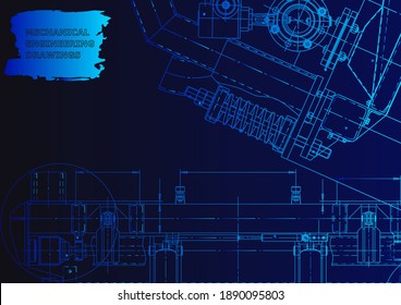 Cover. Vector engineering drawing. Mechanical instrument making