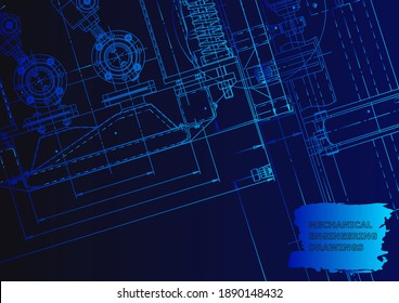 Cover. Vector Engineering Drawing. Mechanical Instrument Making