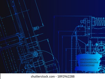 Cover. Vector engineering drawing. Mechanical instrument making