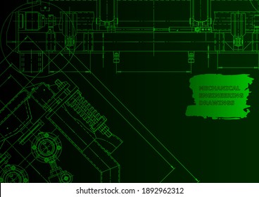 Cover. Vector engineering drawing. Mechanical instrument making