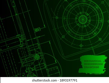 Cover. Vector engineering drawing. Mechanical instrument making